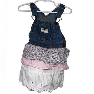 OshKosh B'gosh Denim jumper dress with Floral eyelet stripe 24m